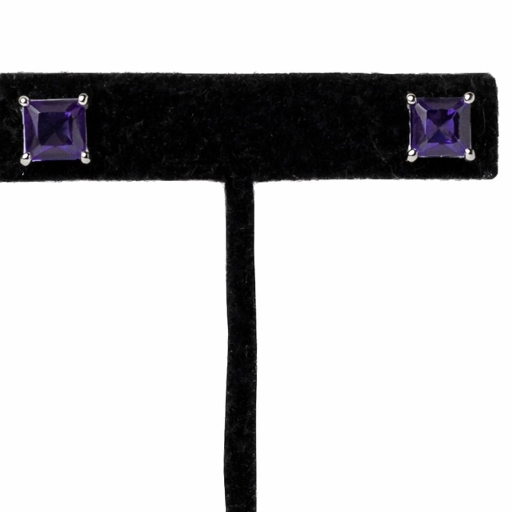 Purple cubic zirconia square studs